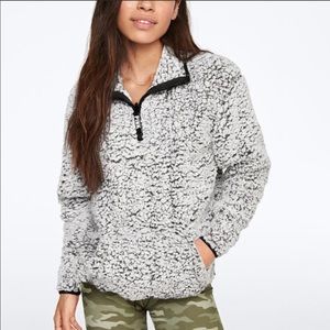 VS PINK half zip Sherpa (marble grey)